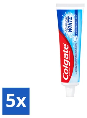 Image de 5 tubes de dentifrice Colgate Advanced White - 100 ml - Pack économique - 5 pièces
