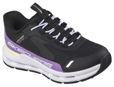 Immagine prodotto di Scarpe da ginnastica slip-on Skechers per bambine, modello Glide-Step + Vista Lane, colore nero, materiale sintetico/viola