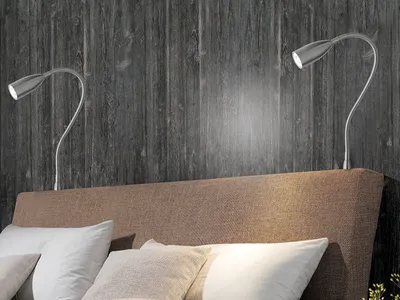 Produktbild von 2er SET LED Leselampen dimmbar, Schwanenhals Bettlampen zum Anschrauben Kopfteil