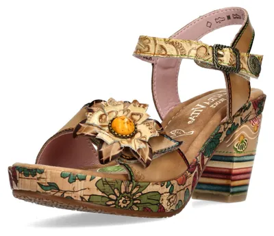 Produktbild von Laura Vita Damen Sandalette Blüte Schmuckstein Kork NELLAO 31, Größe:37 EU, Farbe:Beige