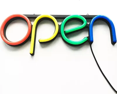 Obrázek produktu pro NEON LED světlo, dekorativní závěsné světlo, Otevřené barevné horizontální, cca 40 x 15 cm