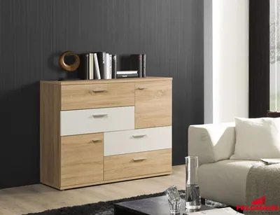 Image de Buffet à 2 portes, chêne Sonoma et blanc, 125 cm