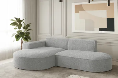 Zdjęcie produktu dla Sofa w kształcie L narożnik MODENA tkanina Loop jasnoszary lewy