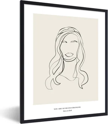 Produktbild von MuchoWow® Gerahmtes Poster Frauen - Zitate - Strichzeichnungen - Text 60x80 cm - Poster mit Schwarzem Bilderrahmen Wandposter Rahmen Foto Bilder - Premium - Wanddeko Wohnzimmer
