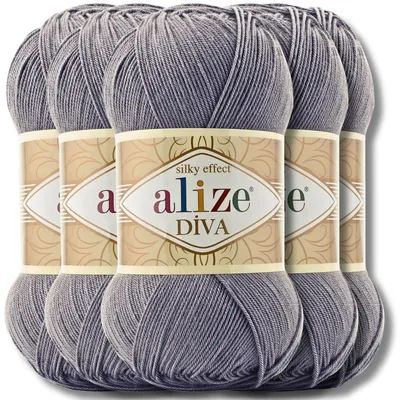 Produktbild von Alize 5x 100g Diva Wolle, Uni, Häkeln, Stricken (348)