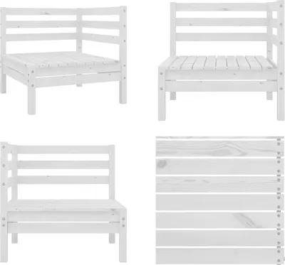 Produktbild von vidaXL Garten Ecksofa Weiß Kiefer Massivholz - Ecksofa - Ecksofas - Holz Ecksofa - Holz Ecksofas