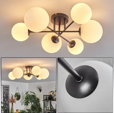 Produktbild von Isorella Deckenlampe aus Metall/Riffelglas in Schwarz/Klar