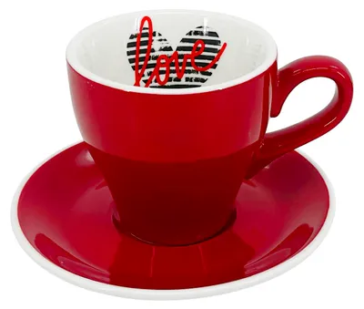 Obrázek produktu pro Latte šálek s podšálkem Milano - Heart, 220 ml, červený