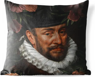 Produktbild von MuchoWow® Outdoor Kissen - Wilhelm von Oranien - Kunst - Blume - 50x50 cm - Wetterfest - Lounge Kissen - Komfortabel - Kissen mit Bild