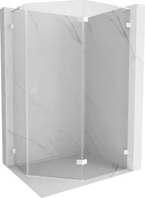 Obrázok produktu pre Mexen Lunar L päťuholníkový, pravý sprchový kút 100 x 80 cm, transparentný, biely - 831L-100P-080L-20-00-P