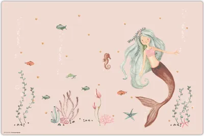 Produktbild von Schreibtischunterlage für Kinder - abwaschbar - Meerjungfrau im rosa Meer - aus premium Vinyl - 60 x 40 cm -  Germany - Mermaid Mädchen