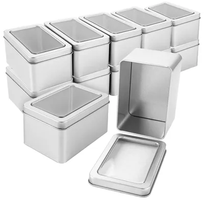 Productafbeelding van Solidchoice - Set van 12 Metaalblikken met Deksel