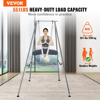 Obrázok produktu pre VEVOR Vzdušná hojdačka na jogu s rámom na jogu 6 x 2,6 m, biela hojdačka na jogu Air Flying, hojdačka na jogu Hammock Swing 250 kg Max. Nosnosť, vrátane jogových ponožiek a podložiek pod nohy, antigravitačné cvičenia