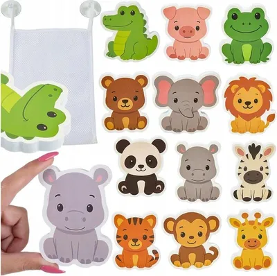 Produktbild von Schaumstofftiere für Badewanne und Fliesen, Badespielzeug, Lernset, weich, sicher für kleine Hände, ideal als Geschenk, Kruzzel
