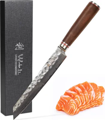 Produktbild von Wakoli Nussbaum Damast Fleischmesser Kiritsuke I 20 cm Klinge I Nussbaumholzgriff