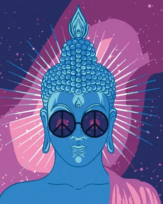 Obrázek produktu pro Zuty - Malování podle čísel - MODRÝ BUDDHA S DUHOVÝMI BRÝLEMI, 40x50 cm, bez rámu a bez vypnutí plátna