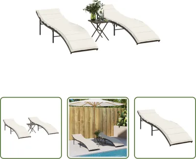 Produktbild von The Living Store Sonnenliegen 2 Stk. mit Tisch Braun Poly Rattan