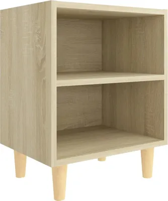 Obrázok produktu pre Nočný stolík s nohami z masívneho dreva dub sonoma 40x30x50 cm