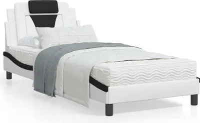 Obrázek produktu pro Maison Exclusive – postel „Viana“ s matrací, bílá a černá, 90 × 190 cm, umělá kůže
