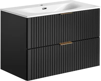Produktbild von Waschtisch 80.2cm Adriel mit 2 Schubladen, Mattschwarz