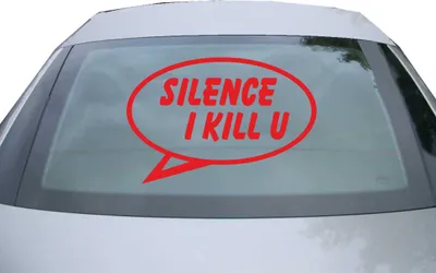 Produktbild von Indigos UG - Aufkleber Heckscheibe & Motorklappe DE2450 - rot - 600x400 mm - Silence I Kill you - Auto Scheiben Fenster Heckklappe Tuning Racing JDM - Die cut