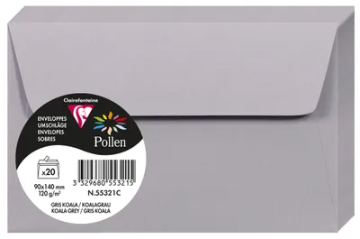 Produktbild von Clairefontaine Pollen Umschläge koalagrau 90x140 mm 20 Stück