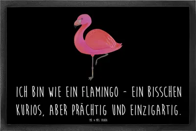 Produktbild von Mr. & Mrs. Panda Gummimatte Flamingo Classic 40 x 60 cm - Schwarz - Geschenk, Prächtig, fußmatte, Rosa, glücklich, Schmutzmatte, Freundin, Spruch, Ich, Schmutzfangmatte