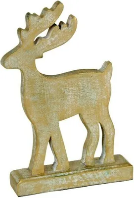 Produktbild von Hirsch Holz Elch patina/gold 16x5H25 Weihnachtsdeko Rentier Weihnachten Deko
