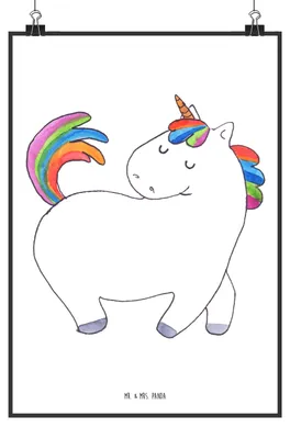 Produktbild von Mr. & Mrs. Panda Bild Einhorn Stolzieren DIN A1 - Weiß - Geschenk, Kunstdruck, drucke, Stolz, Plakat, Unicorn, Pferd, wanddeko, Einhörner, Wandbild