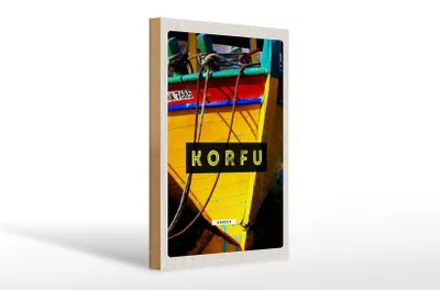 Produktbild von Holzschild Reise 20x30cm Korfu Griechenland Boot Meer Urlaub