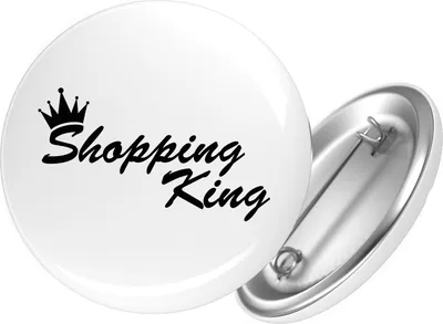 Produktbild von Huuraa Button Shopping King Krone 25mm rund mit Sicherheitsnadel Ansteckbutton Geschenkidee