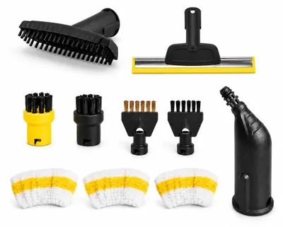 Imagen del producto de Kit de accesorios para limpiador a vapor, de 10 piezas, que incluye boquilla manual, cepillos y fundas de microfibra
