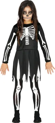 Produktbild von Skelett Halloween Kostüm Party Strumpfhose Karneval Unisex, Größe: 7 - 12 Jahre Farbe: Schwarz