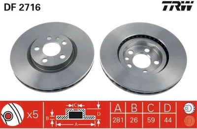 Produktbild von TRW Bremsscheiben (2 Stück) Vorderachse DF2716