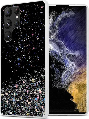 Immagine prodotto di Cadorabo custodia per Samsung Galaxy S22 ULTRA cover protettiva in nero custodia per telefono cellulare TPU custodia glitter cover glitter