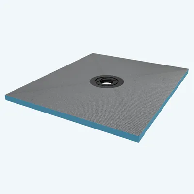 Produktbild von doporro Duschelement befliesbar mit Gefälle 100x120x4cm in Beton Grau Duschboard Zuschneidbar mit Ablaufrinne waagerechter Ablauf bodeneben und barrierefrei einbaubar XPS