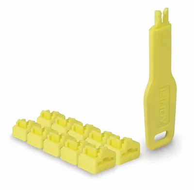 Productafbeelding van Lindy 47900 LINDY RJ45-poortsloten, geel, 10 stuks + 1 sleutel