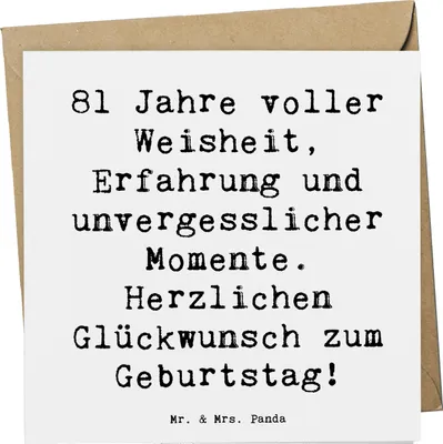 Produktbild von Mr. & Mrs. Panda Grußkarte Spruch 81. Geburtstag - Weiß - Geschenk, persönliche Geschenke, doppelkarte, Alter, Achtzigster, Klappkarte, anlasskarte, handgefertigt