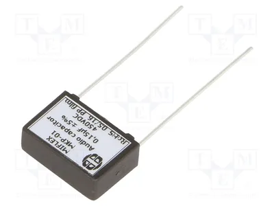 Obrázek produktu pro 1x Kondenzátor: 15 mm, 0,15 µF, 450 V DC, -25 ÷ 85 °C, typ MKP01DG415G-B, tolerance 2 %