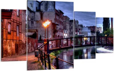 Produktbild von Bild auf Leinwand - Leinwandbild - Architektur Altstadt Stadt Fluss - 160x90cm - Wand Bild - Wanddeko - Leinwanddruck - Bilder - Kunstdruck - Leinwand bilder - Wandkunst - DL160x90-0500