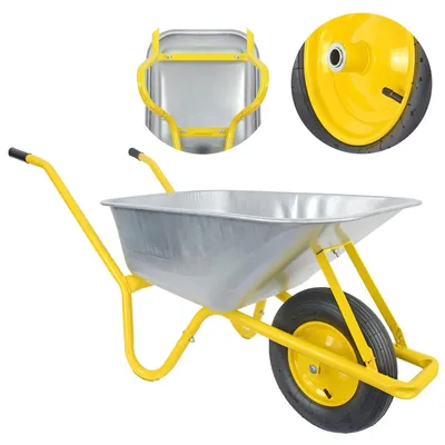 Produktbild von Matrix Schubkarre 100l 250kg Luftrad Bauschubkarre gelb Scheibtruhe
