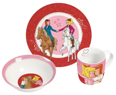 Produktbild von Kindergeschirr Bibi & Tina rot 3teilig Porzellan
