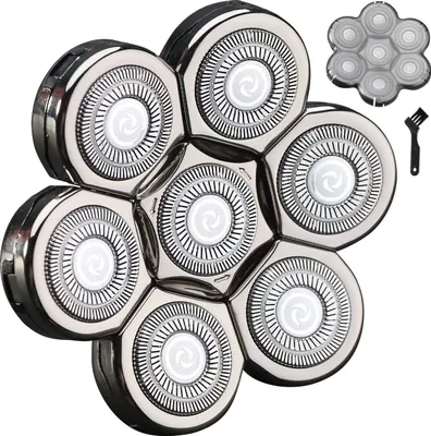 Produktbild von 7-Klingen-Ersatzköpfe für Rasierer, Elektrorasierer, universeller Ersatzklingenkopf, Elektrorasierer für Männer (7D Silber)