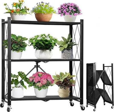 Image de Support pour plantes Famanu, structure en 3 niveaux - métal, pliable