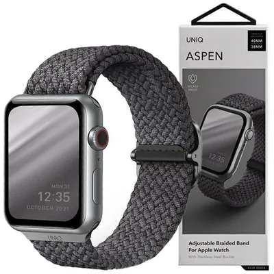 Zdjęcie produktu dla Uniq Pasek Aspen Apple Watch 40/38/41Mm Series 4/5/6/7/8/Se/Se2 Braided Szary/Granite Grey