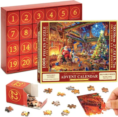 Image de Calendrier de l'Avent 2024, puzzle de Noël, calendrier de l'Avent avec 24 jours de puzzles, calendriers de l'Avent avec puzzles, puzzles pour enfants