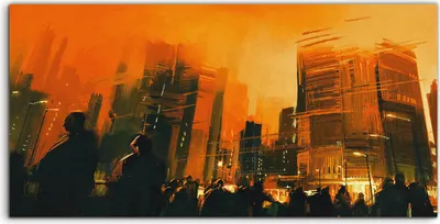 Produktbild von Coloray - Glasbild - 120x60 cm - Wandbild - Glasbilder - Foto Malerei Menschen Stadt bei Nacht