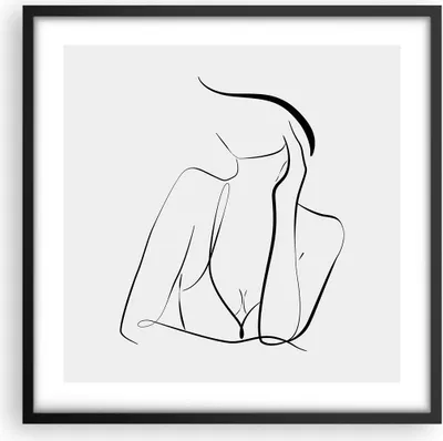 Produktbild von Gerahmtes Poster - Schwarzer Rahmen - Frau Linien Minimalismus - 50x50 cm - Wand Bild - Wanddeko - Wandbilder - Kunstposter - Wandposter - Bilderrahmen - Bilder - Kunstdruck - P2BAC50x50-4488