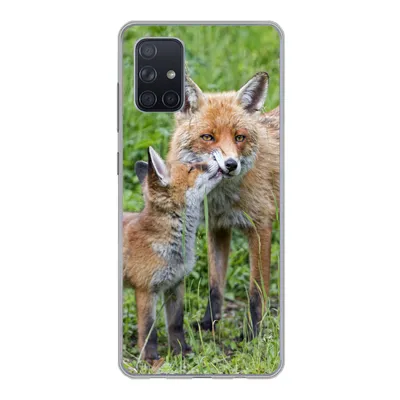 Produktbild von MuchoWow® Handyhülle Schutzhülle Hülle für Samsung Galaxy A51 5G Füchse - Kind - Gras Silikon Softcase Handy Hülle - Abbildung