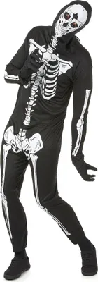 Immagine prodotto di Costume da scheletro di Halloween per uomo bianco e nero - M/L